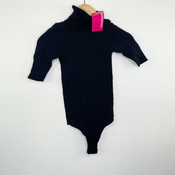 Commando Black Ballet Short Sleeve Turtleneck Bodysuit Women's One Size OS - Picture 1 of 6